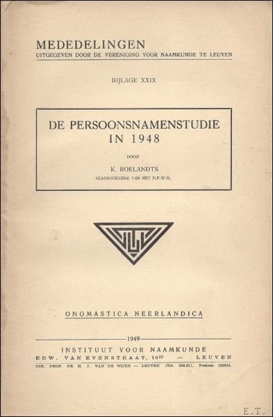 DE PLAATSNAMENSTUDIE IN 1948.