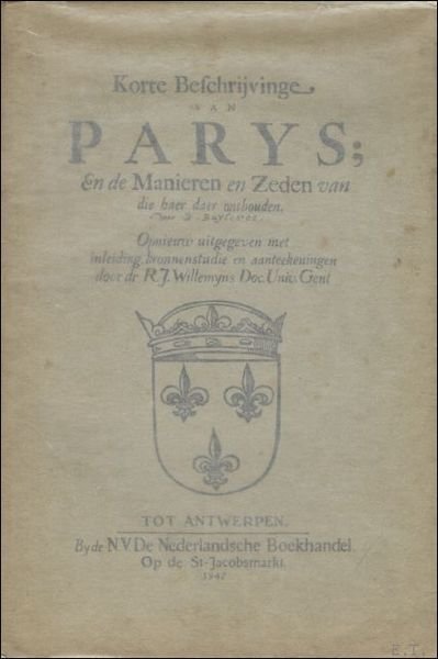 DIRCK BUYSERO 'S KORTE BESCHRIJVINGE VAN PARYS. | Immagine principale