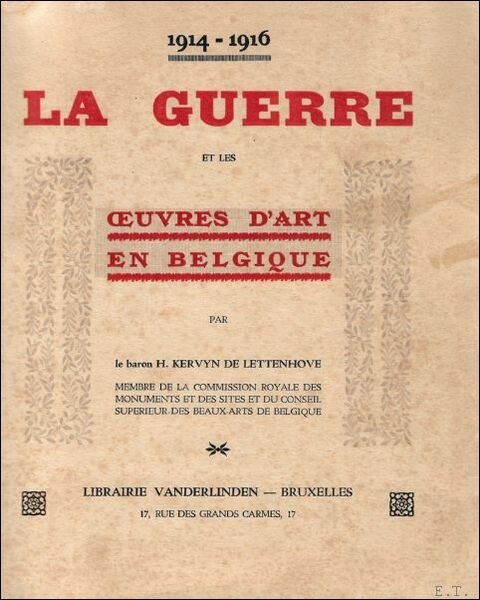 LA GUERRE ET LES OEUVRES D' ART EN BELGIQUE. | Immagine principale