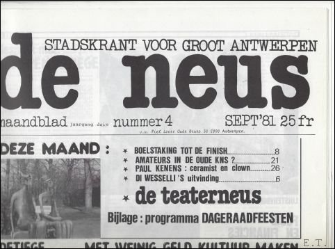 Antwerpse stadskrant DE NEUS, maandblad 1980 -1982. Sint- Andries kwartier.
