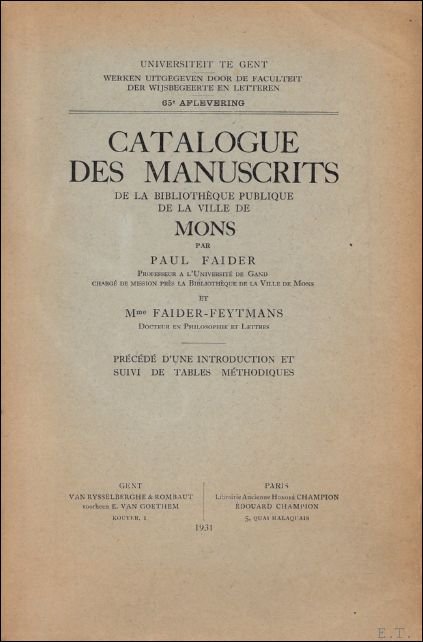 CATALOGUE DES MANUSCRITS DE LA BIBLIOTHEQUE DE LA VILLE DE …
