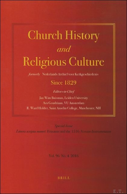 Church History and Religious Culturerly: Vol. 96. no; 4, 2016.