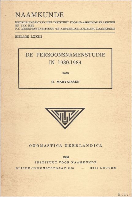DE PERSOONSNAMENSTUDIE IN 1980 - 1984.