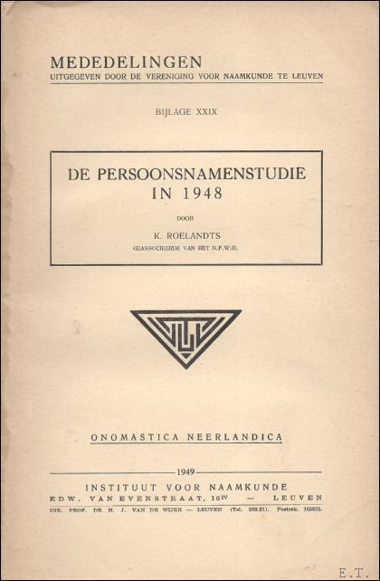 DE PLAATSNAMENSTUDIE IN 1948.