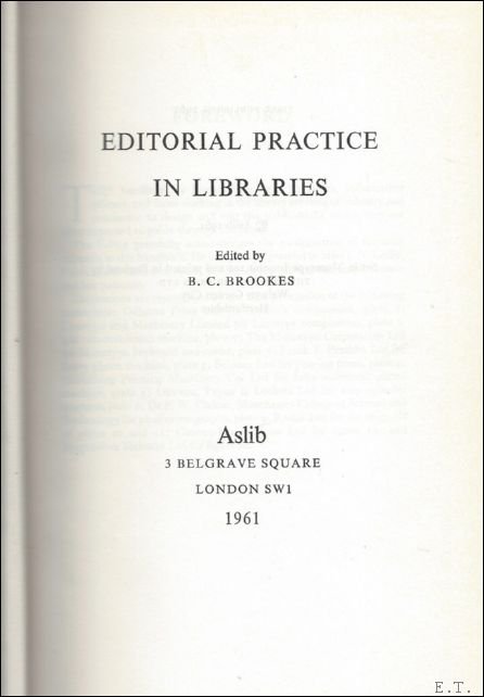 EDITORIAL PRACTICE IN LIBRARIES.