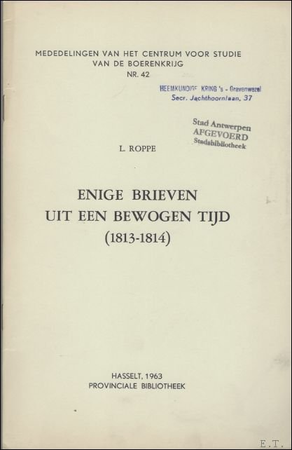 Enige brieven uit een bewogen tijd, 1813-1814