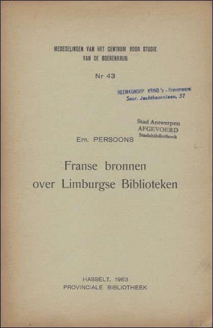 Franse bronnen over Limburgse bibliotheken