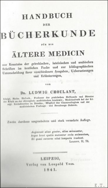 HANBUCH DER BUCHERKUNDE FUR DIE ALTERE MEDIZIN.