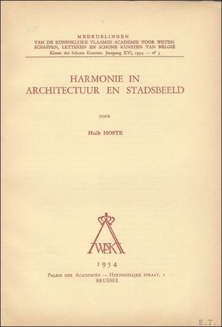 HARMONIE IN ARCHITECTUUR EN STADSBEELD, .