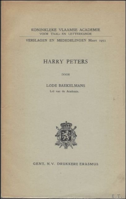 HARRY PETERS. **met paraaf van Baekelmans**
