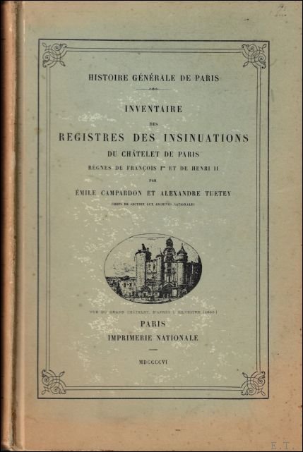Histoire g n rale de Paris. Inventaire des registres des …