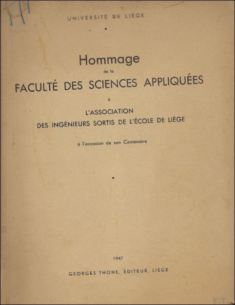 HOMMAGE DE LA FACULTE DES SCIENCES APPLIQUEES. ( numerote)