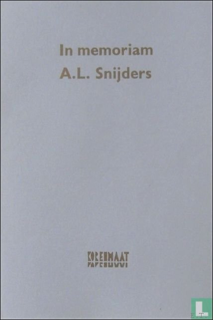 In memoriam A.L. Snijders