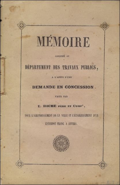 MEMOIRE ADRESSE AU DEPARTEMENT DES TRAVAUX PUBLICS A L'APPUI D'UNE …