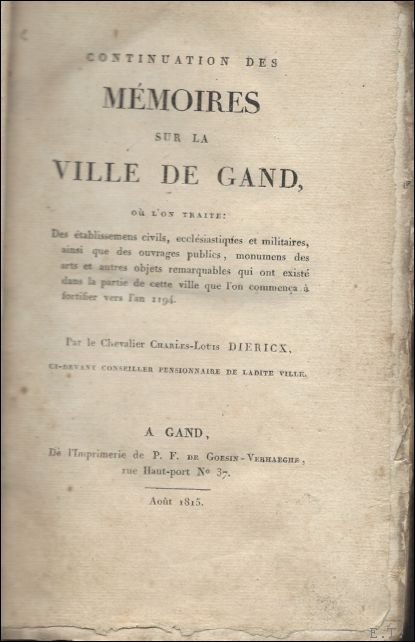 M moires sur la ville de Gand volume 2