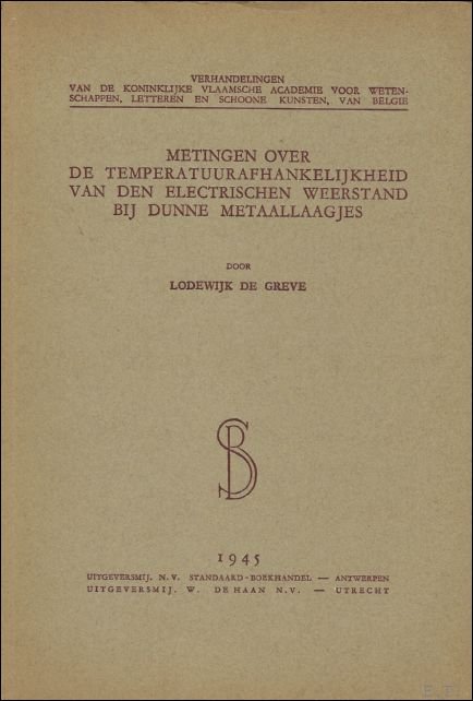 Metingen over temperatuurafhankelijkheid van den electrischen weerstand bij dunne metaallaagjes. | Immagine Gallery 2
