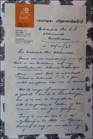 oude Vlaamse bedevaartvaantjes. handgeschreven brief door Jos Philippen.