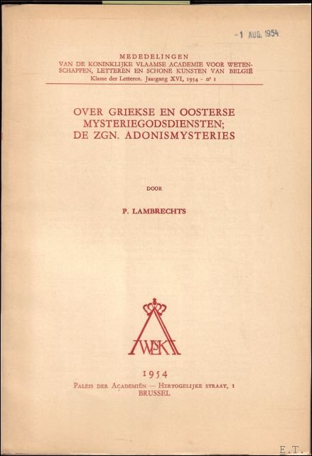 over griekse en oosterse mysteriegodsdiensten; de zgn. adonismysteries.