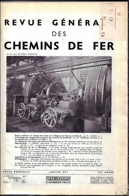 REVUE GENERALE DES CHEMINS DE FER. First edition.