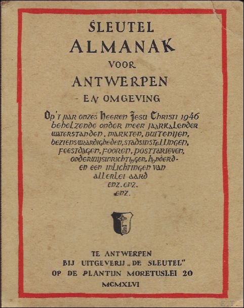 SLEUTEL ALMANAK VOOR ANTWERPEN EN OMGEVING,