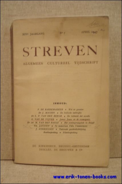 Streven. Algemeen cultureel tijdschrift. XIVe jaargang, nr. 7, April 1947.