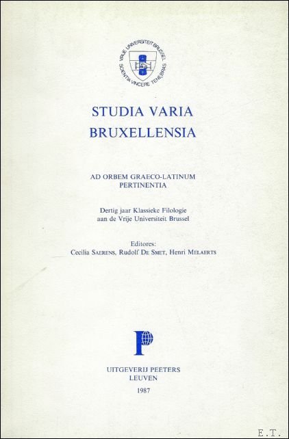 STUDIA VARIA BRUXELLENSIA. Deel 1,