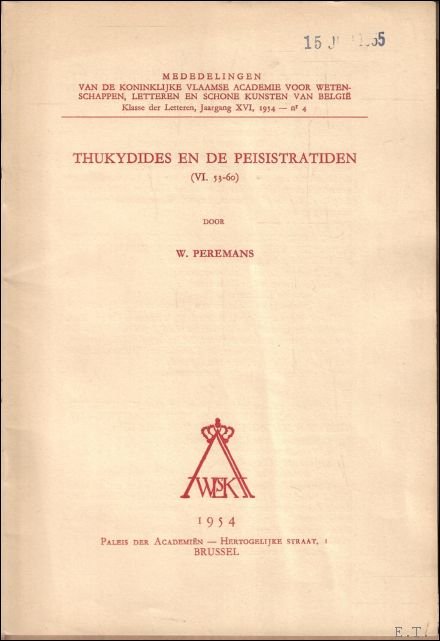 THUKYDIDES EN DE PEISISTRATIDEN ( VI. 53 - 60),