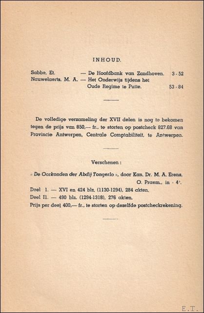 TIJDSCHRIFT VOOR GESCHIEDENIS EN FOLKLORE. 17e jaargang 85-138 blz afl …