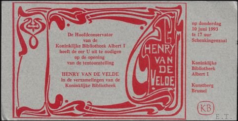 Uitnodiging: Henry Van De Velde, Koninklijke Bibliotheek Brussel, 10 juni … | Immagine principale