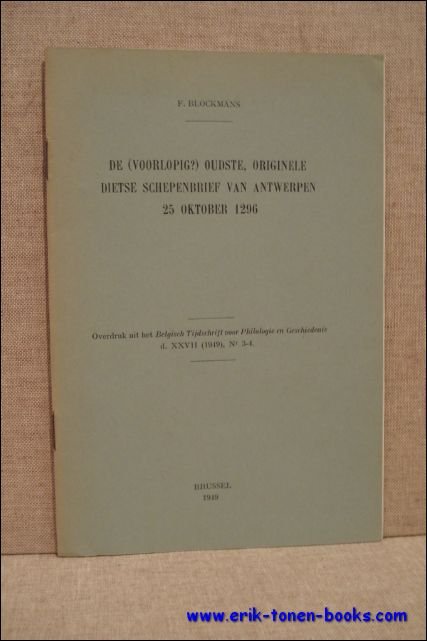 (voorlopig?) oudste, originele dietse schepenbrief van Antwerpen 25 oktober 1296.