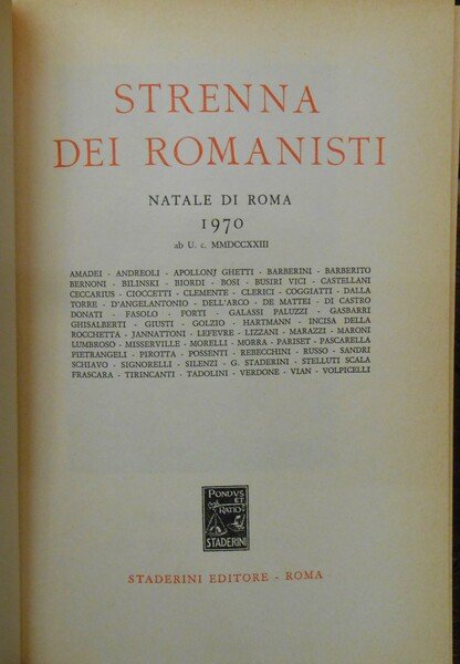 STRENNA DEI ROMANISTI - 21 APRILE 1970