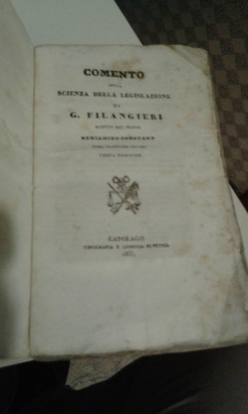 COMENTO SULLA SCIENZA DELLA LEGISLAZIONE DI G. FILANGIERI