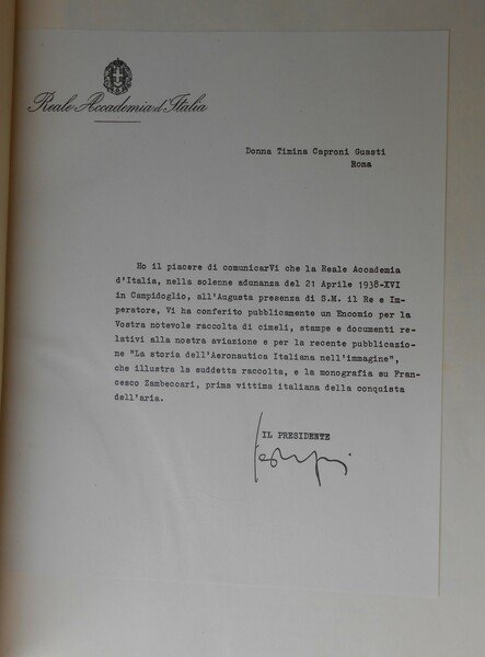 L'AERONAUTICA ITALIANA NELL'IMMAGINE 1487-1875 - CON DEDICA AUTOGRAFA DI TIMINA …