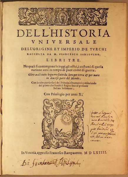 Dell'historia universale dell'origine et imperio de Turchi raccolta da m. …