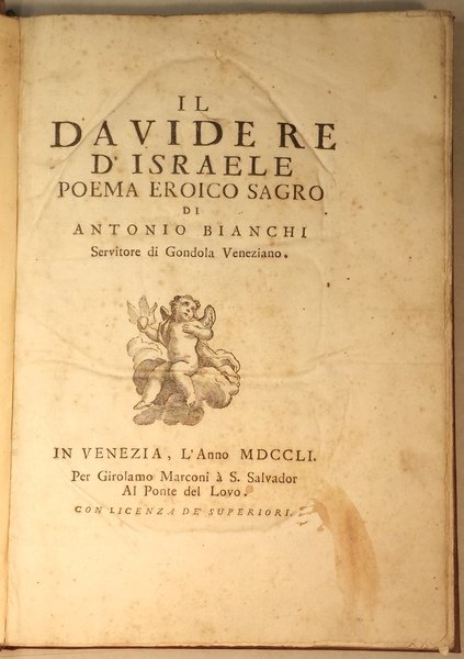 Il Davide re d'Israele poema eroico sagro di Antonio Bianchi …