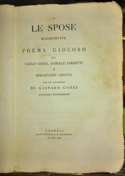 Le spose riacquistate poema giocoso