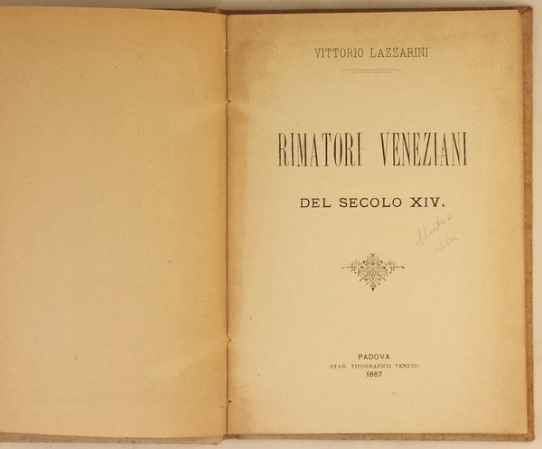 Rimatori veneziani del secolo XIV.