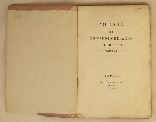 Poesie di Giovanni Gherardo De Rossi romano.