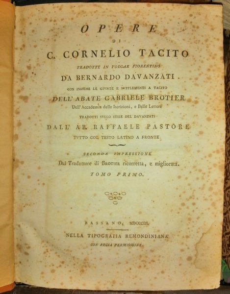 Opere di C. Cornelio Tacito tradotte in volgar fiorentino da …
