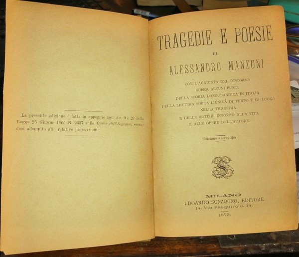 Tragedie e poesie di Alessandro Manzoni con l'aggiunta sopra alcuni …