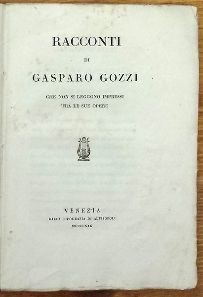 Racconti di Gasparo Gozzi che non si leggono impressi tra …