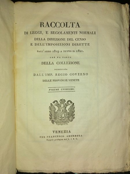 Raccolta di leggi, e regolamenti normali della direzione del censo …