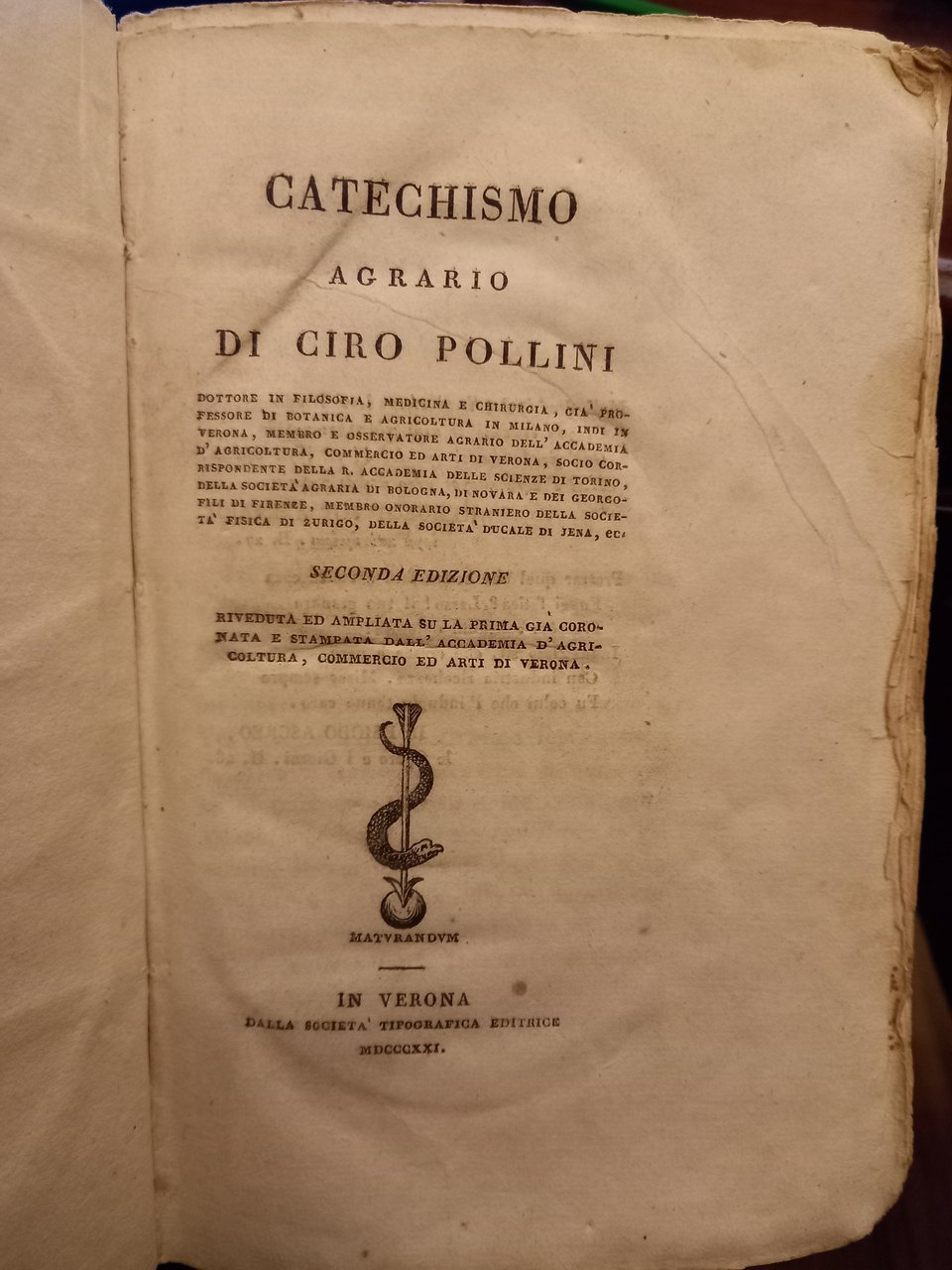 Catechismo agrario di Ciro Pollini dottore in filosofia, medicina e …