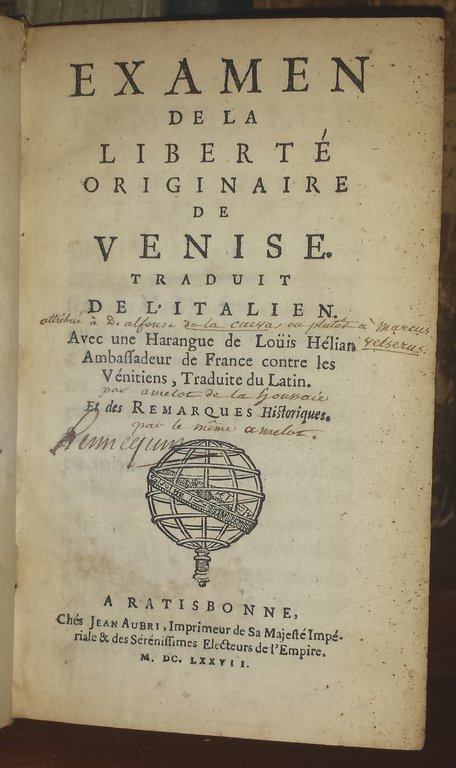 Examen de la liberté originaire de Venise. Traduit de l'italien. …