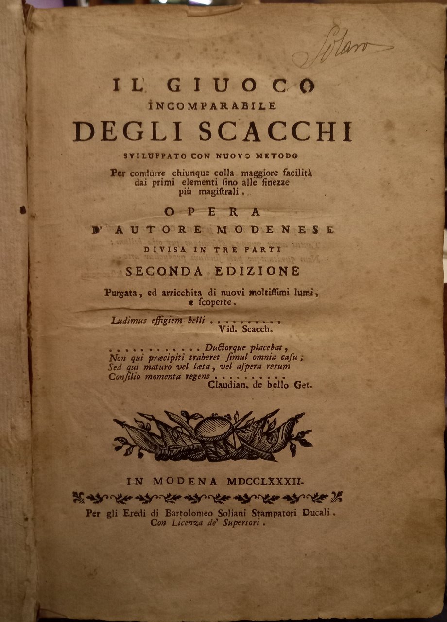 Il giuoco incomparabile degli scacchi sviluppato con nuovo metodo per …