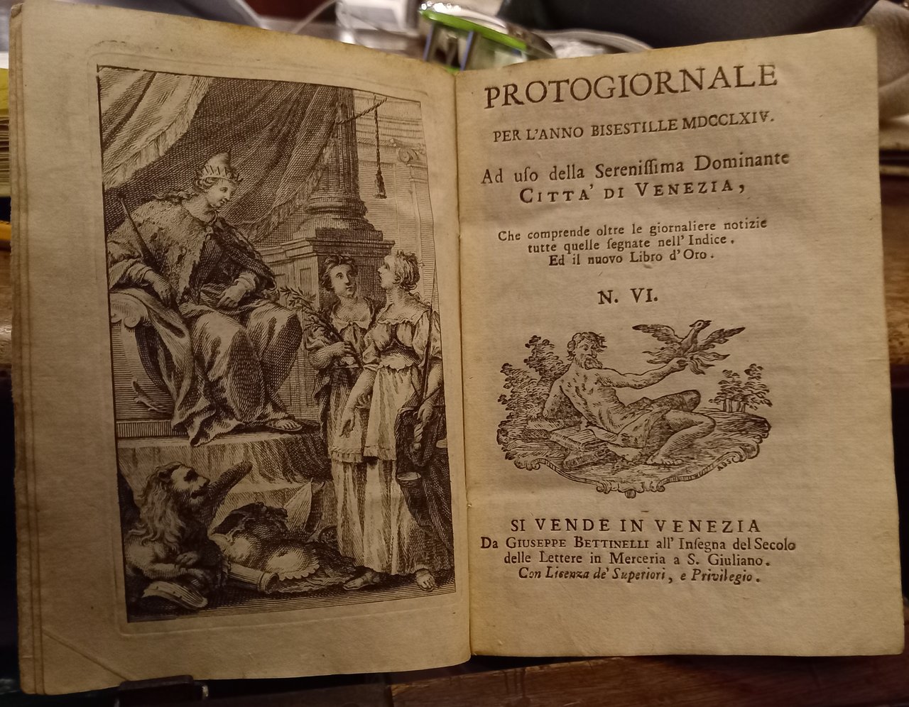 Protogiornale per l'anno MDCCLXIV ad uso della Serenissima Dominante Città …