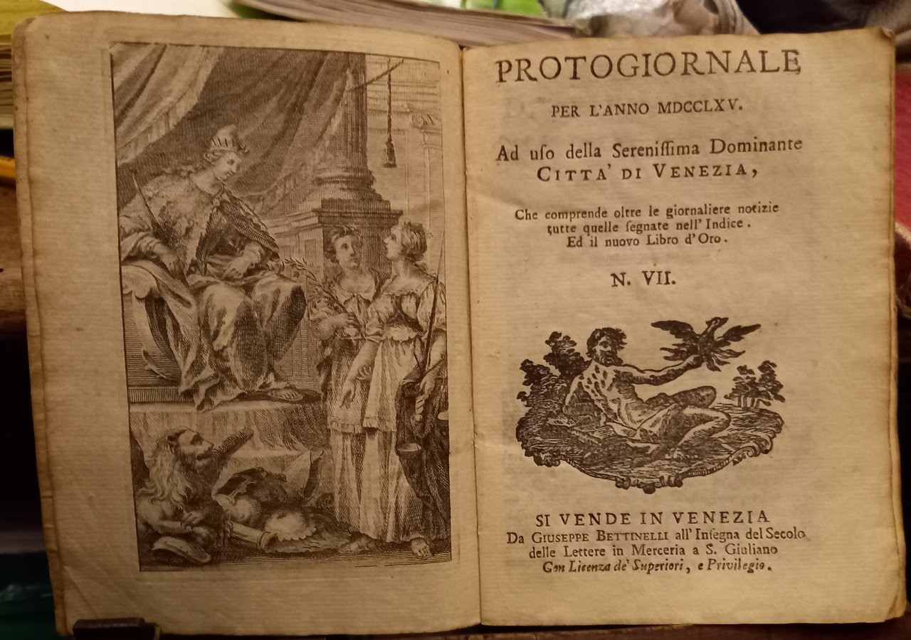 Protogiornale per l'anno MDCCLXV ad uso della Serenissima Dominante Città …