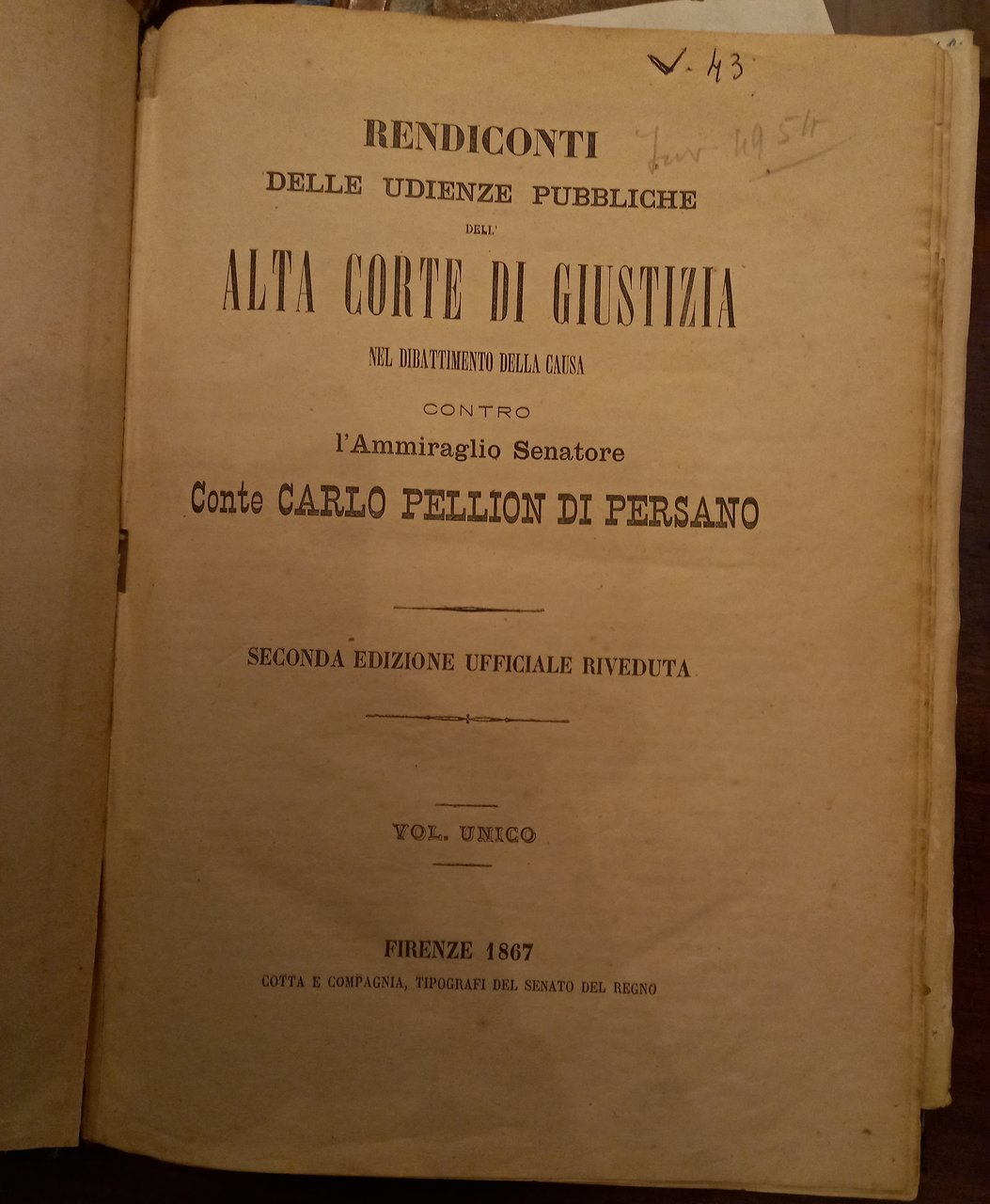 Rendiconti delle udienze pubbliche dell'Alta Corte di giustizia nel dibattimento …