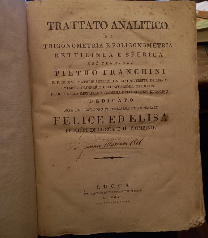 Trattato analitico di trigonometria e poligonometria rettilinea e sferica del …