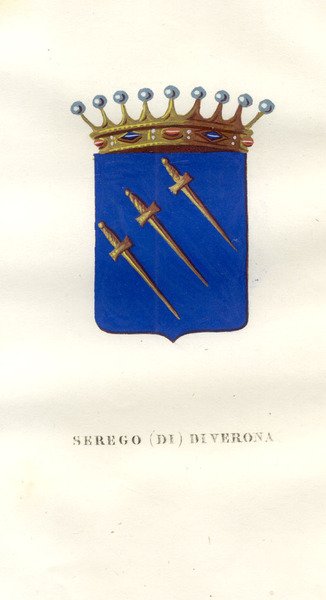 SEREGODI VERONA. Fascicolo genealogico tratto da "Teatro araldico, ovvero Raccolta …